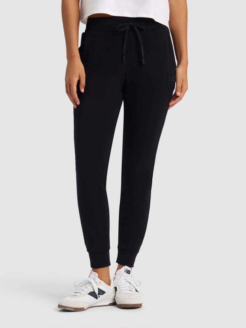 Cozy Earth Soft Brushed Bamboo Jogger Ankle Pants Pockets in Black Small
